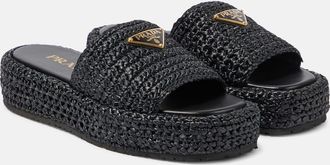 Prada Logo espadrille slides