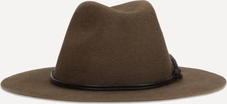 Brunello Cucinelli Felt Fedora Hat with leather band and monile Female L