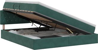 vidaXL Cama Con Almacenamiento Verde Oscuro 140 X 200 Cm Terciopelo Vidaxl