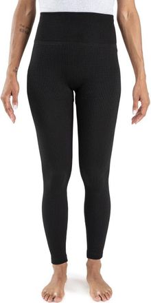 Muk Luks Fleece Lined Leggings - 4 Waistband in Ebony Waffle at Nordstrom, Size Medium