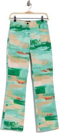 Longchamp High Waist Cotton & Linen Ankle Pants in Aqua at Nordstrom Rack, Size 8 Us / 40 Fr
