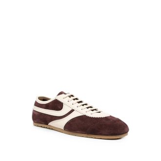 Dries Van Noten Suede and Leather Colorblock Sneaker - Red