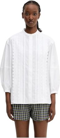 Maison Kitsun&eacute; Crafted Embroidery Shirt - Dames - Blouses - Wit - L - Katoen - Overhemden