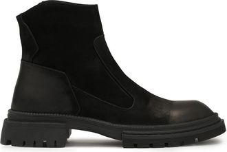 Kazar Zwarte ge&iuml;soleerde enkellaarsjes met rits - Heren - Enkellaarsjes - Zwart - 42 EU - Leer - Schoenen