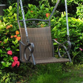 International Caravan Inc Valencia Resin Wicker/Steel Single Chair Swing