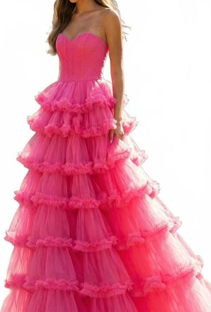 Jovani Juliet Long Formal Prom Dress Gown In Fuchsia