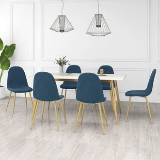 vidaXL Vidaxl - Sillas De Comedor 6 Unidades Terciopelo Azul
