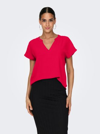 Jacqueline de Yong Shirtbluse JDY JDYLION S/S TOP WVN NOOS, Damen, Gr. 34, ski patrol, Web, Obermaterial: 100% Polyester, unifarben, regular fit normal, V-Ausschnitt, Bl