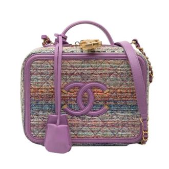 Chanel Pre-owned Quilted Tweed Vanity Case - Dames - Pre-owned - Paars - Maat: ONE Size Tweed