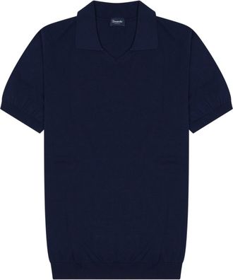 Drumohr Navy Blue Solid Polo
