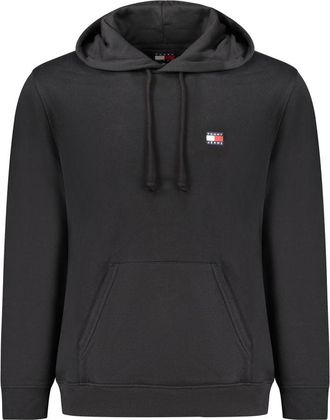 Tommy Hilfiger Mens Logo Patch Pullover Hoodie - Black Cotton - Size X-Large