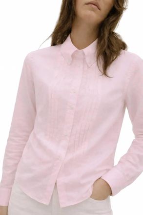 Seventy Pintuck Button Down Shirt In Pink