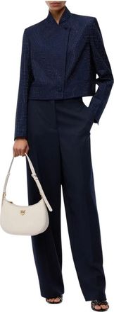 Pinko Pinko, Broeken, Dames, Blauw, L, Wol, Balbino Pantalone Diagonale