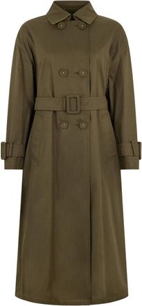 Herno Lange Trenchcoat - Dames - Trenchcoats - Groen - M - Katoen - Jassen