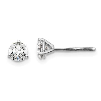Diamond2Deal 14k White Gold 3/4 ct Round Lab Grown Diamond Stud Earrings Screw Back VS Clarity, D-E Color