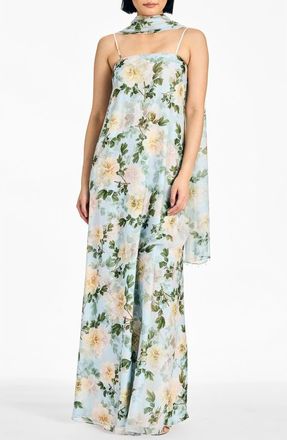 Sachin & Babi Emmy Embellished Scarf in Cloud Blue Peony at Nordstrom