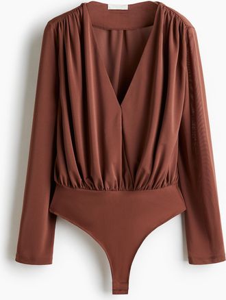 H&M Draped V-neck thong body - Beige
