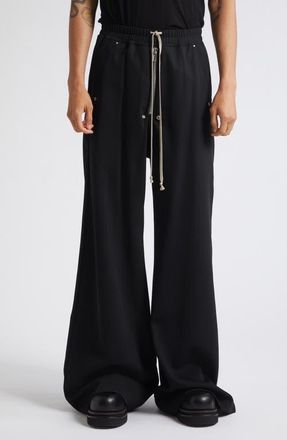 Rick Owens Bela Wide Leg Wool Pants in Black at Nordstrom, Size 50