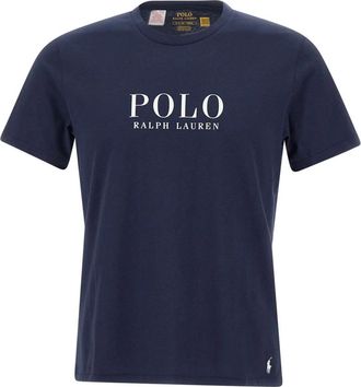 Polo Ralph Lauren Logo Print Katoenen T-shirt - Heren - T-shirts - Blauw - S - Katoen - Tops