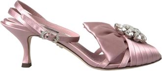 Dolce & Gabbana Kristalhakken Sandalen Roze Zijde - Dames - Sandalen met hakken - Roze - 36 1/2 EU - Schoenen