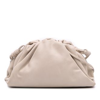 Bottega Veneta Pre-owned Womens Pouch Clutch Gathered Leather - Ivory - One Size