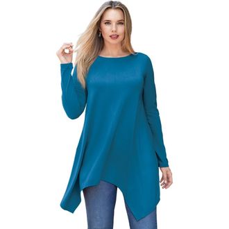 Roaman's Plus Size Ultimate Handkerchief Hem Tunic in Peacock Teal at Nordstrom, Size Small