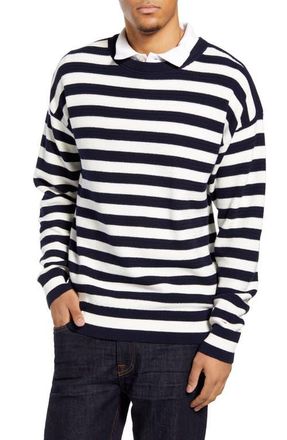 Tommy Hilfiger Breton Stripe Sweater in Desert Sky at Nordstrom, Size X-Large