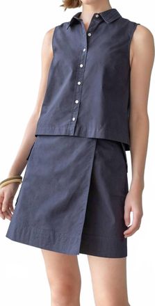 Lilla P Eyelet Collar Sleeveless Shirt In Navy