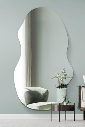 MirrorOutlet The Lacuna - Frameless Pond Wall Mirror 71 X 32 (180CM X 80CM) in Silver | Size: 1 Pack