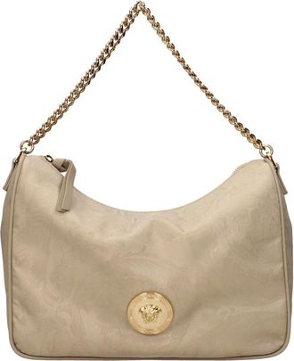Versace Hobo Handtas - Dames - Tassen - Beige - Maat: ONE Size Leer