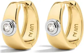 Luv AJ The Luna Bezel Hoop Earrings in Gold at Nordstrom