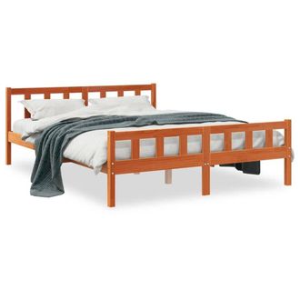 Berkfield Home Bed Frame with Headboard Wax Brown 150x200 cm King Size Solid Woo