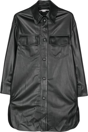 Stella McCartney faux-leather overshirt - women - Polyester - 38 - Black
