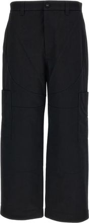 Thom Browne Wide Leg Chap Painter Pants - Heren - Wijde Broeken - Zwart - L - Katoen - Broeken