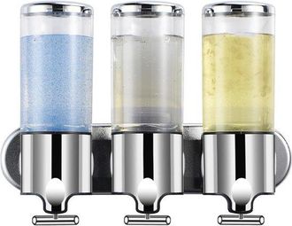 OEM Dispensador De Champ&uacute; Y Acondicionador, Dispensador De Champ&uacute; De 3 Compartimentos Sin Diamantes, Ba&ntilde;o, Hotel, Madera Contrachapada, Incoloro
