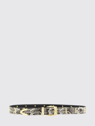 Pinko Adjustable Python-Print Leather Belt with Classic Buckle