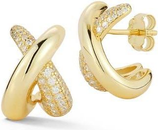Glaze Jewelry X Cubic Zirconia Crossover Stud Earrings in Gold at Nordstrom Rack