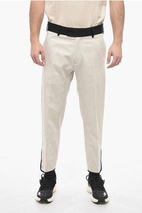 Neil Barrett Slim Fit TOM-broek van katoenen keperstof met contrasterende tailleband in beige