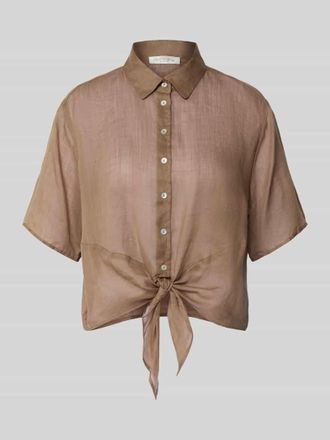 Christian Berg Regular Fit Bluse mit Knoten-Detail in Mittelbraun, Gr&ouml;&szlig;e 44