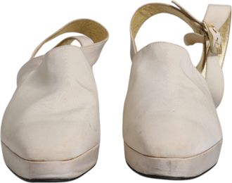 Dolce & Gabbana Off White Block Heels Slingback Sandals Womens Shoes (Pre-Owned)