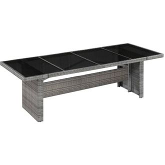 vidaXL Tavolo da Giardino 240x90x74 cm in Polyrattan e piano in vetro vari colori colore : Grigio