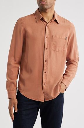 AG - Adriano Goldschmied Aiden Solid Lyocell Button-Up Shirt in Mesa Rust at Nordstrom, Size Xx-Large