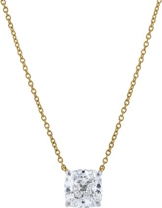 LuvMyJewelry Cushion Chic 14K Gold Lab Grown Diamond Necklace - 1.50 ct