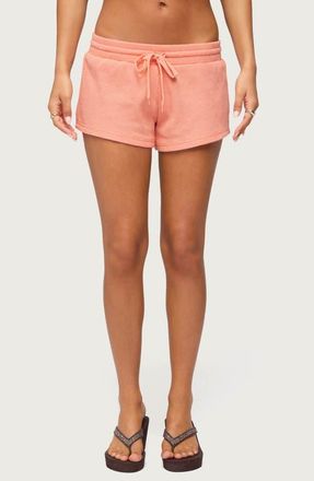 Edikted Baila Waffle Knit Drawstring Shorts in Orange at Nordstrom, Size X-Small