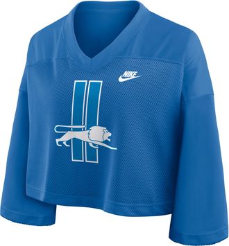 Nike Detroit Lions Rewind Fashion Nike Womens Dri-FIT NFL Cropped Jersey in Blue | 03O34KR9SV-7ZM