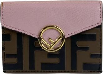 Fendi Pre-owned Wallets, female, Pink, Size: ONE SIZE Pre-owned Zucca F is Fendi Leather Wallet
