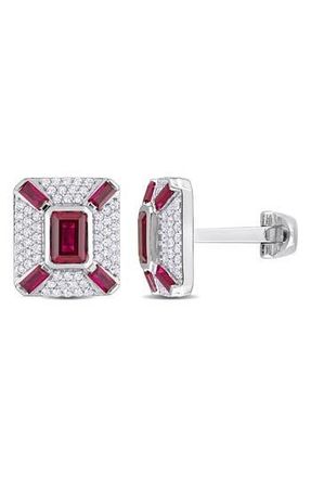 Delmar Sterling Silver Jewel Embellished Cufflinks in Red at Nordstrom Rack