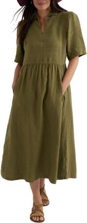Seasalt Cornwall Fen Violet Linen Midi Shirtdress in Creek at Nordstrom, Size 16