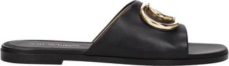 Off-white Schoenen, Dames, Zwart, 38 EU, Zwarte Leren Slippers Sandalen
