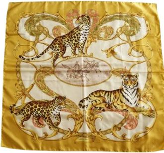 Ferragamo Pre-owned Scarves, female, Yellow, Size: ONE SIZE Pre-owned Fabric Scarf